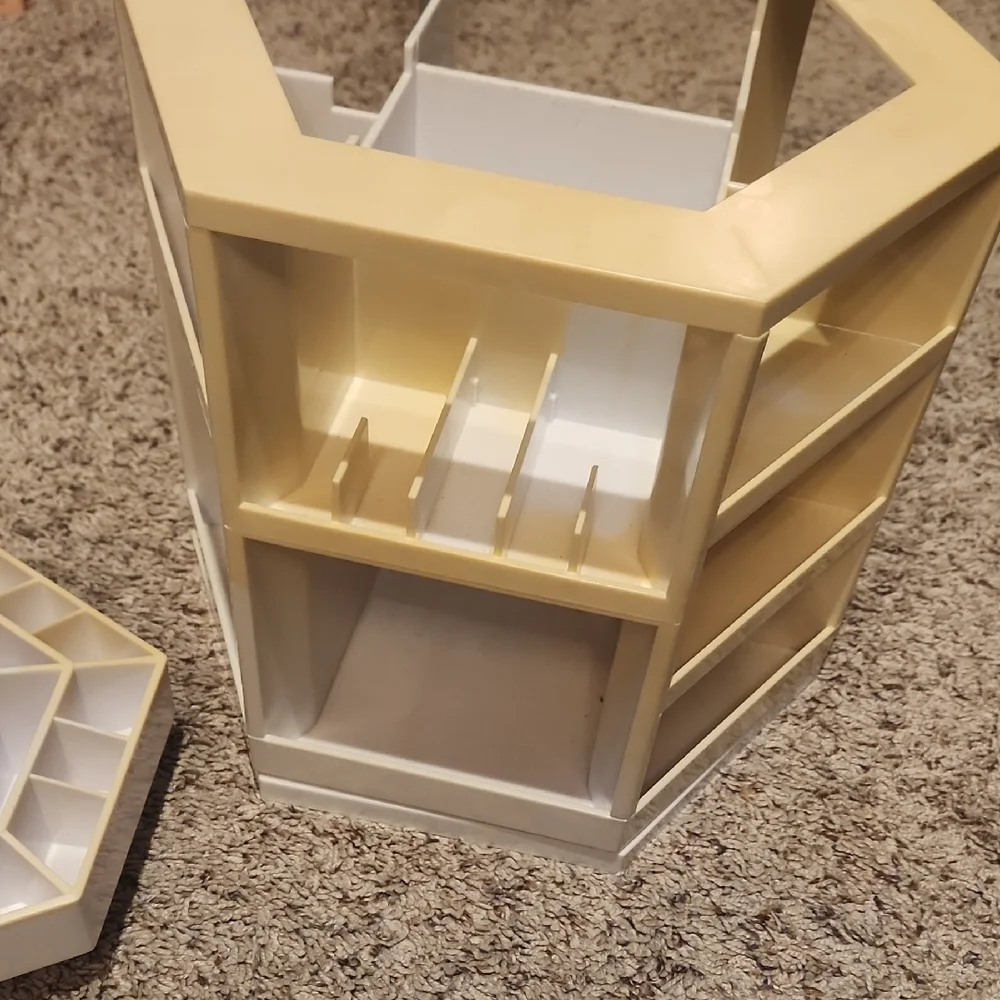 QVC Cream Rotating Makeup Organizer